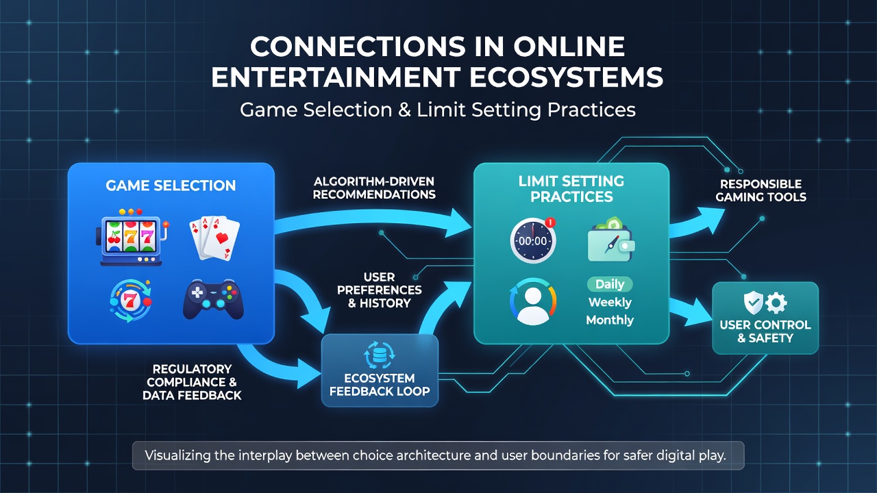 Dashboard view showing limit-setting options alongside game category selections in an online entertainment interface