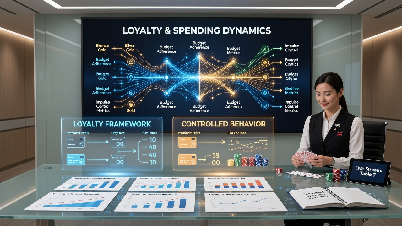 Illustration of loyalty tiers and spending limit interfaces in live dealer casino environments