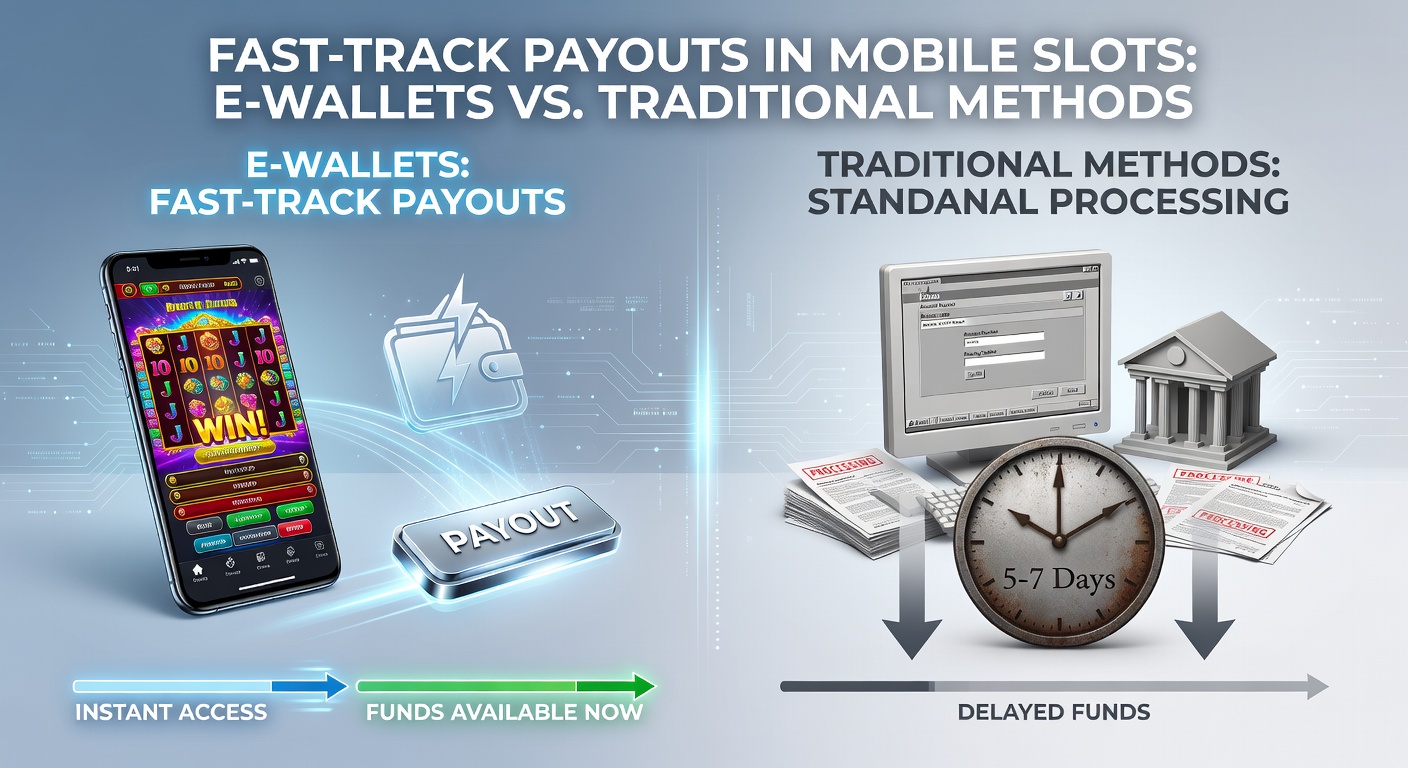Comparison chart graphic showing e-wallet icons racing ahead of bank transfer trucks on a payout speed track