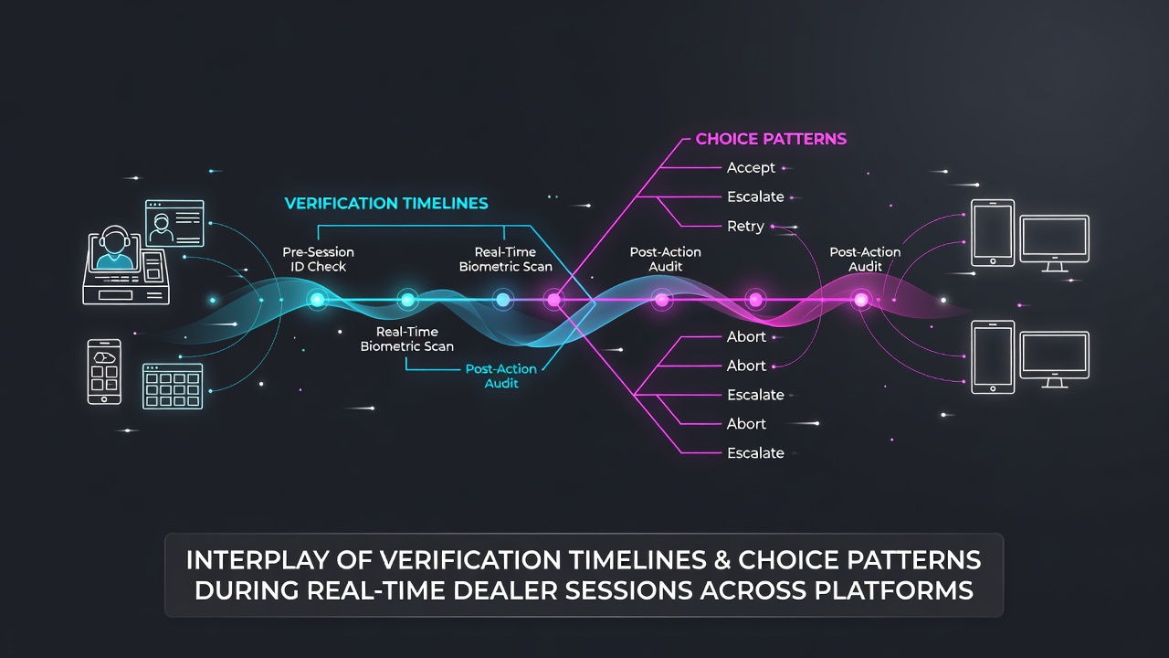 Live dealer table interface showing verification status indicators during active gameplay on desktop and mobile views