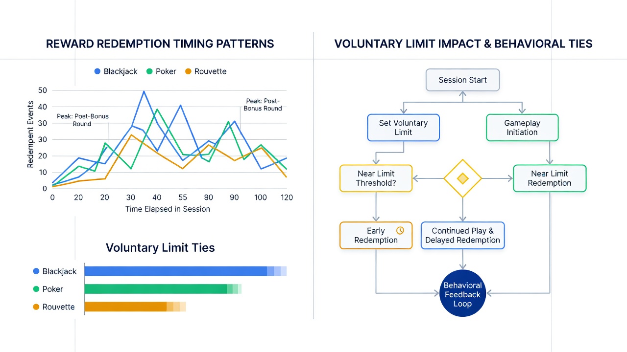 Graph displaying redemption timing distributions before and after voluntary limit activation in mobile table games